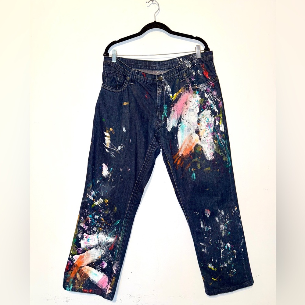 Artistic Paint Splatter Capri Jeans